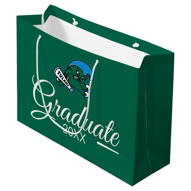 Tulane University Wave | Graduation Large Gift Bag (Front Angled)