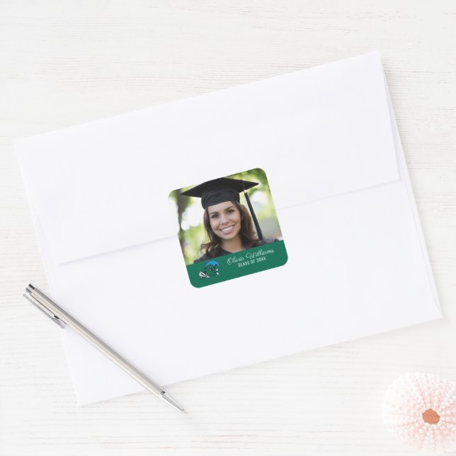Tulane University Wave | Graduation Square Sticker (Envelope)