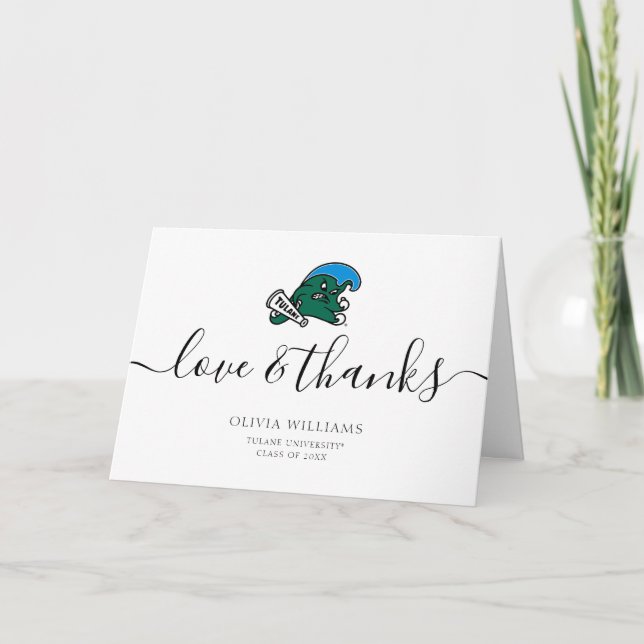 Tulane University Wave | Graduation Thank You Card (Front)