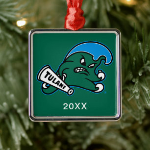 Tulane University Wave Metal Ornament