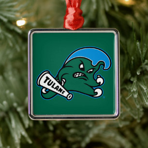 Tulane University Wave Metal Ornament