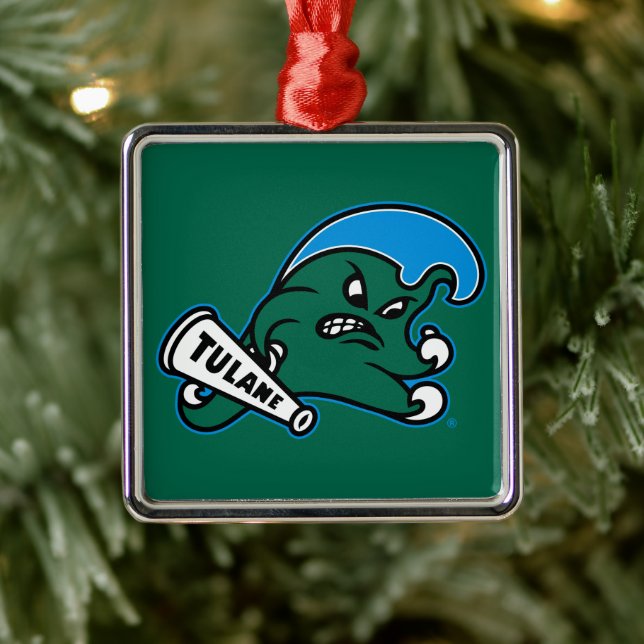 Tulane University Wave Metal Ornament (Tree)