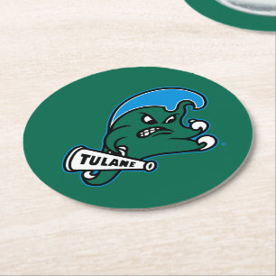 Tulane University Wave Round Paper Coaster