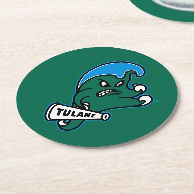 Tulane University Wave Round Paper Coaster (Angled)