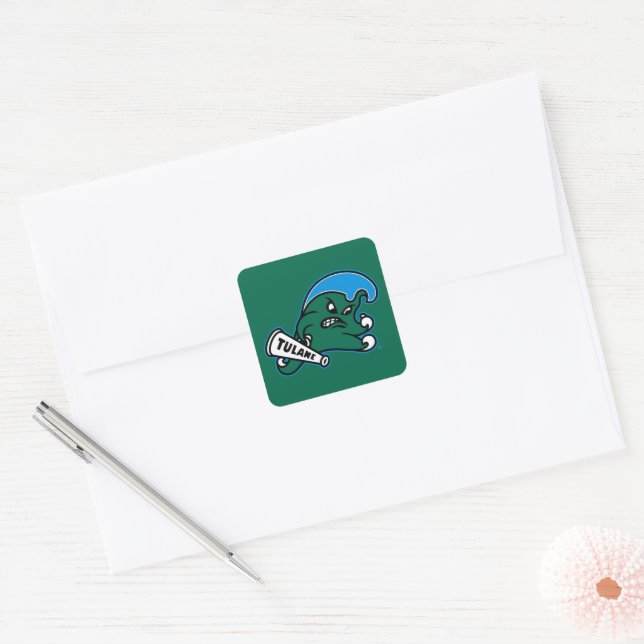 Tulane University Wave Square Sticker (Envelope)