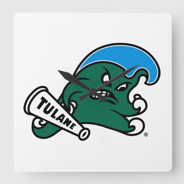 Tulane University Wave Square Wall Clock (Front)