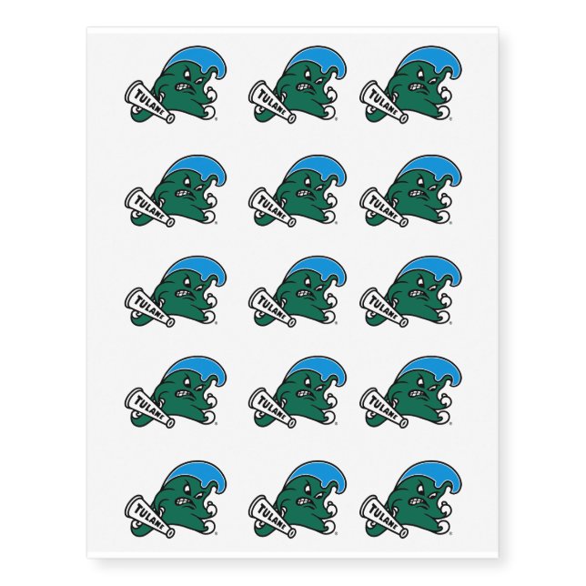 Tulane University Wave Temporary Tattoos (Front)
