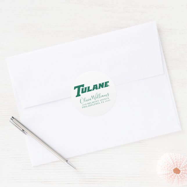 Tulane University Wordmark | Add Your Address Classic Round Sticker (Envelope)