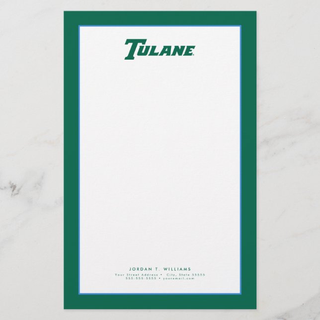 Tulane University Wordmark | Add Your Information Stationery (Front)