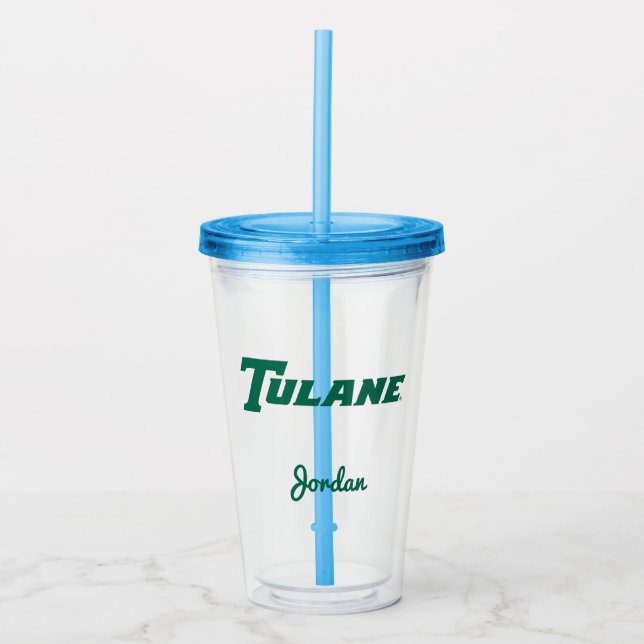 Tulane University Wordmark | Add Your Name Acrylic Tumbler (Front)