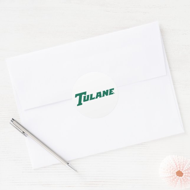 Tulane University Wordmark Classic Round Sticker (Envelope)