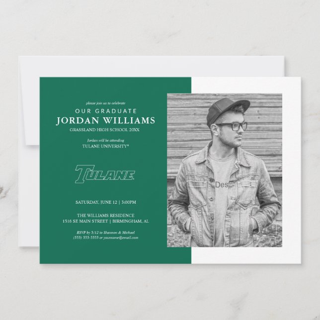 Tulane University Wordmark | Graduation Announcement (Front)