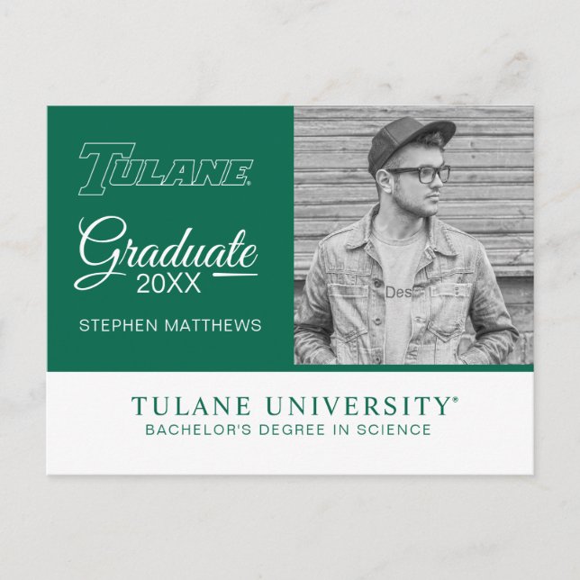 Tulane University Wordmark | Graduation Announcement Postcard (Front)