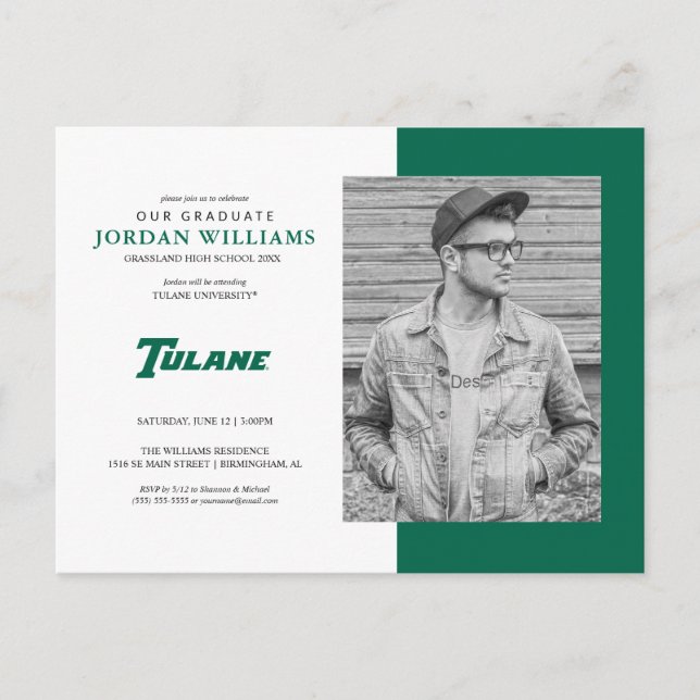 Tulane University Wordmark | Graduation Announcement Postcard (Front)