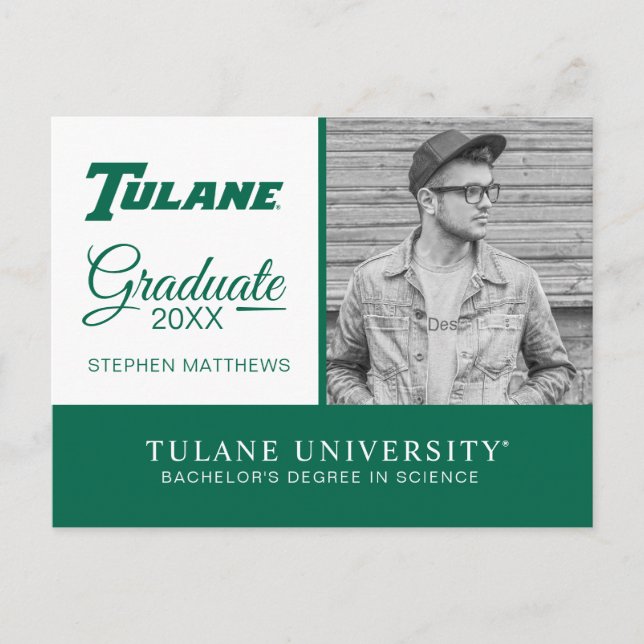 Tulane University Wordmark | Graduation Announcement Postcard (Front)