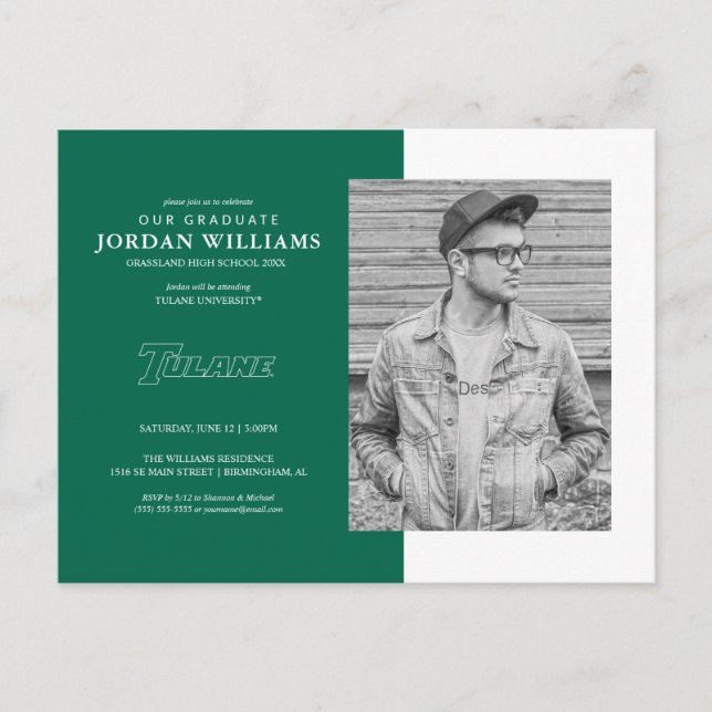 Tulane University Wordmark | Graduation Announcement Postcard (Front)