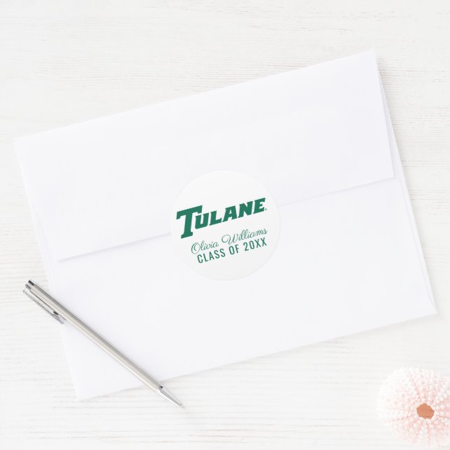 Tulane University Wordmark | Graduation Classic Round Sticker (Envelope)