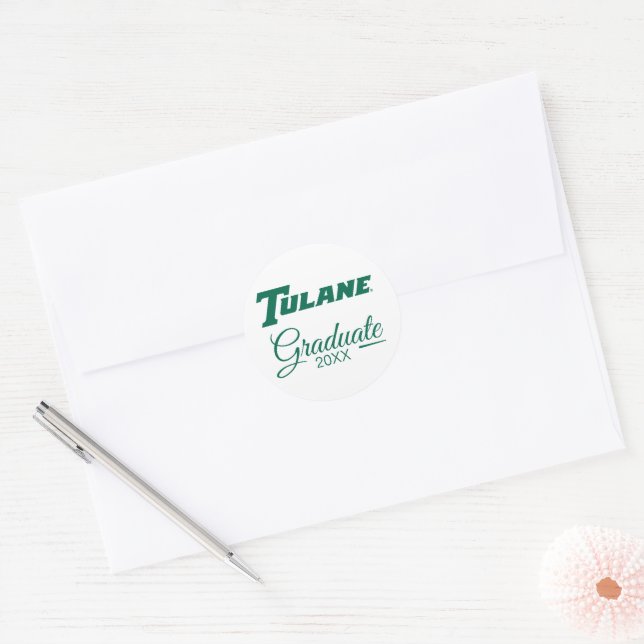 Tulane University Wordmark | Graduation Classic Round Sticker (Envelope)