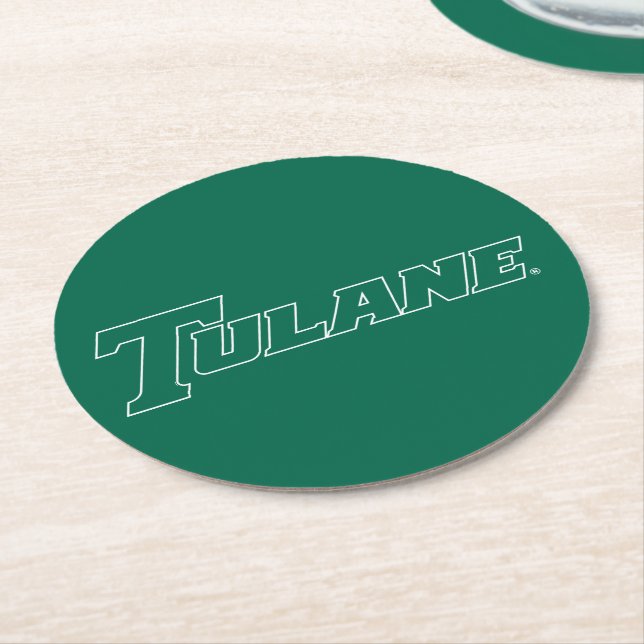 Tulane University Wordmark Round Paper Coaster (Angled)