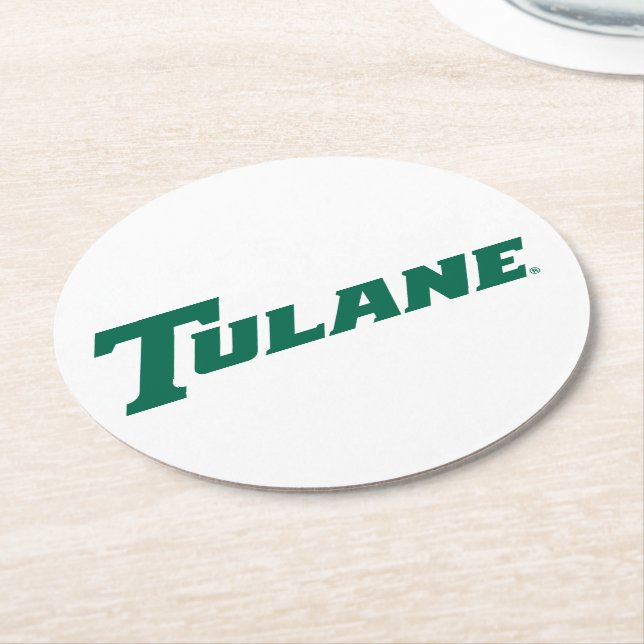 Tulane University Wordmark Round Paper Coaster (Angled)