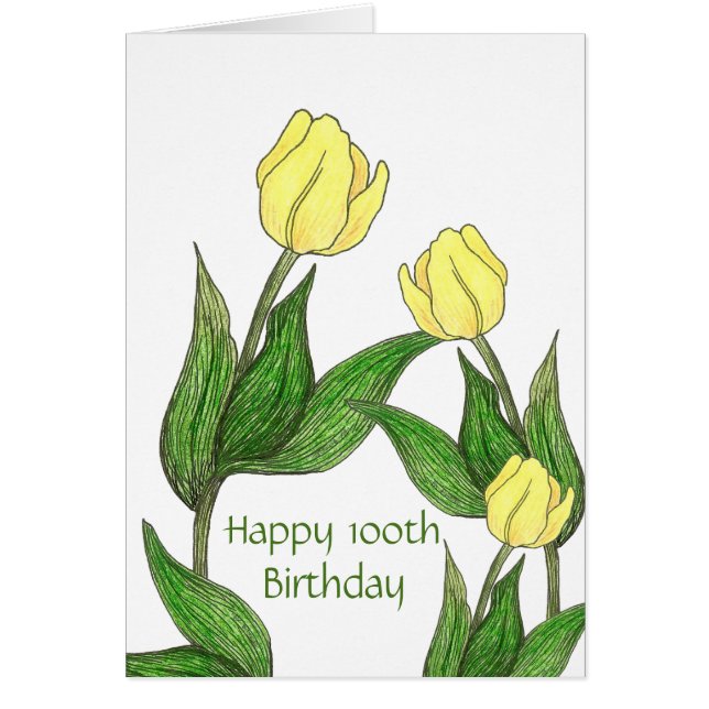 tulip 100th Birthday Card (Front)
