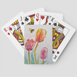 Tulip and Bee Flower Watercolour Playing Cards Set