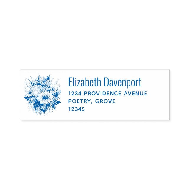 Tulip and Daisies Flower Bouquet Address Self-inking Stamp (Design)