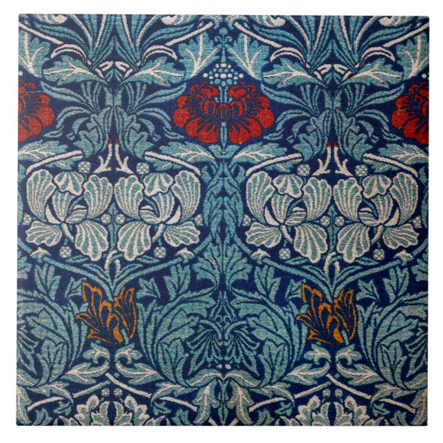 Tulip and Rose, William Morris Ceramic Tile (Front)