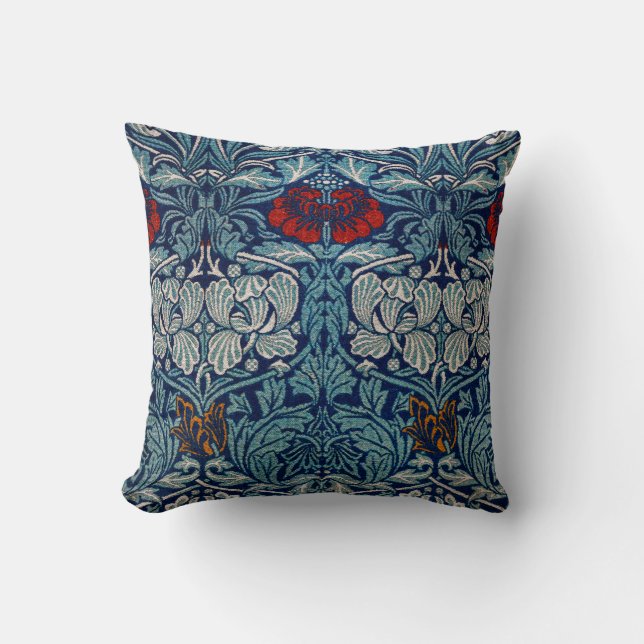 Tulip and Rose, William Morris Throw Pillow (Front)