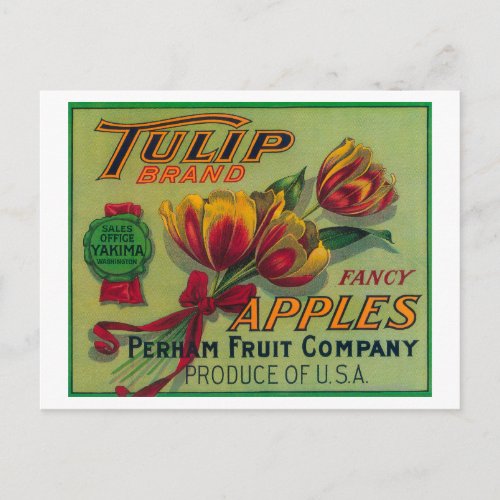 Tulip Apple Crate LabelYakima WA Postcard