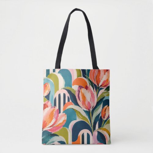 Tulip Art Deco All Over Print Tote Bag