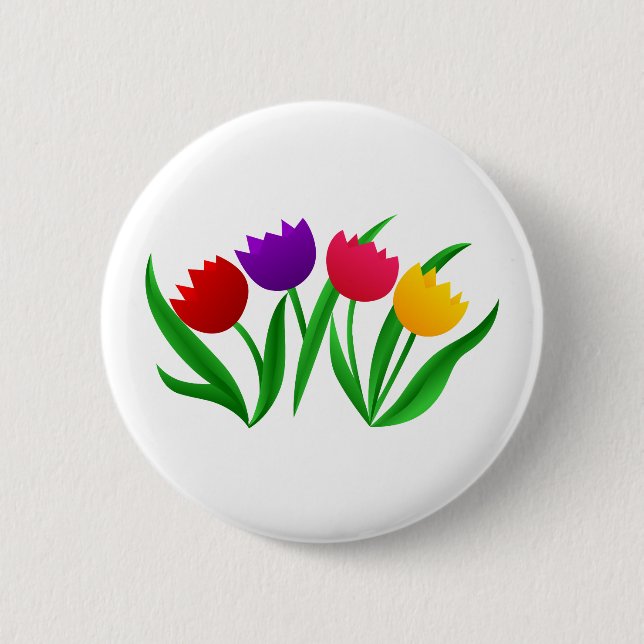 Tulip Blooms Pinback Button (Front)