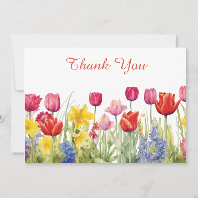 Tulip blossom painting thank you card (Front)