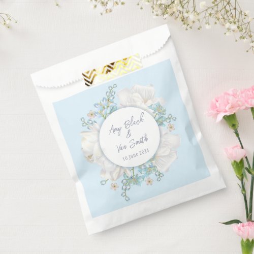 Tulip Blue Floral Wedding Favor Bag