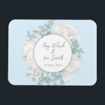 Tulip Blue Floral Wedding Magnet<br><div class="desc">This design features a beautiful illustration of tulips in full bloom,  surrounded by delicate greenery and a soft blue background. Whether you're planning a spring wedding,  a garden wedding,  or simply love the beauty of tulips,  this design is sure to delight and impress your guests.</div>
