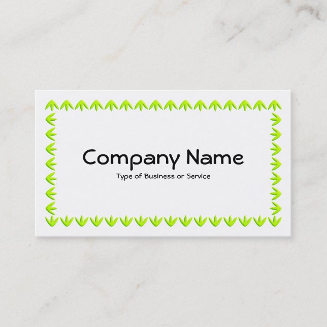 Tulip Border 3d - Chartreuse Green on White Business Card (Front)