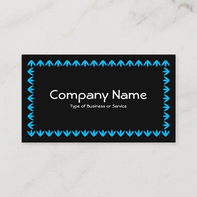 Tulip Border - Sky Blue on Black Business Card (Front)