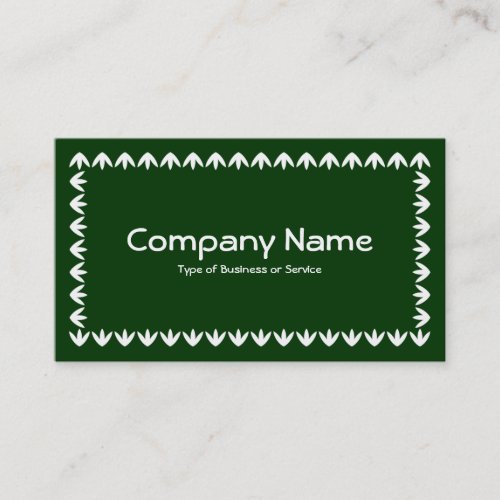 Tulip Border _ White on Dark Green Business Card