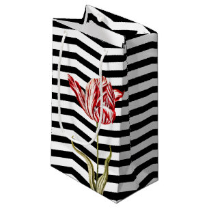 Tulip Botanical Chevron Stripe Pattern Small Gift Bag
