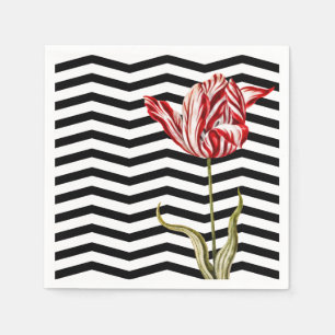 Tulip Botanical Chevron Stripes Pattern Napkins
