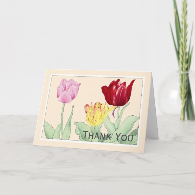 Tulip, Botanicals Note Card - Customize Greeting (Front)