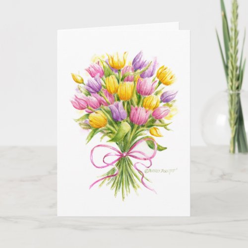 Tulip Bouquet Blank Card All Occasion Card