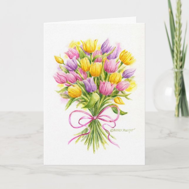 Tulip Bouquet Blank Card Any Occasion Card (Front)