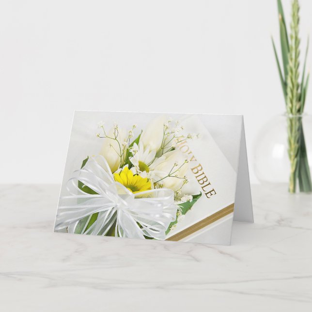 Tulip Bouquet on Wedding Bible Card (Front)
