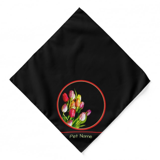 Tulip Bouquet Painting Original Garden Flower Art Bandana (Front)