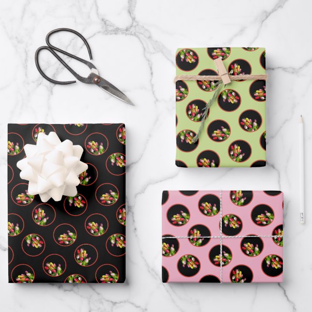 Tulip Bouquet Painting Original Garden Flower Art Wrapping Paper Sheets (Front)