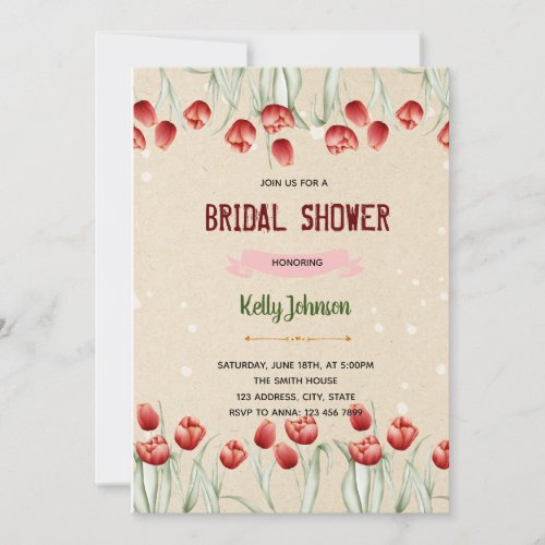 Tulip bridal baby shower mother day invitation