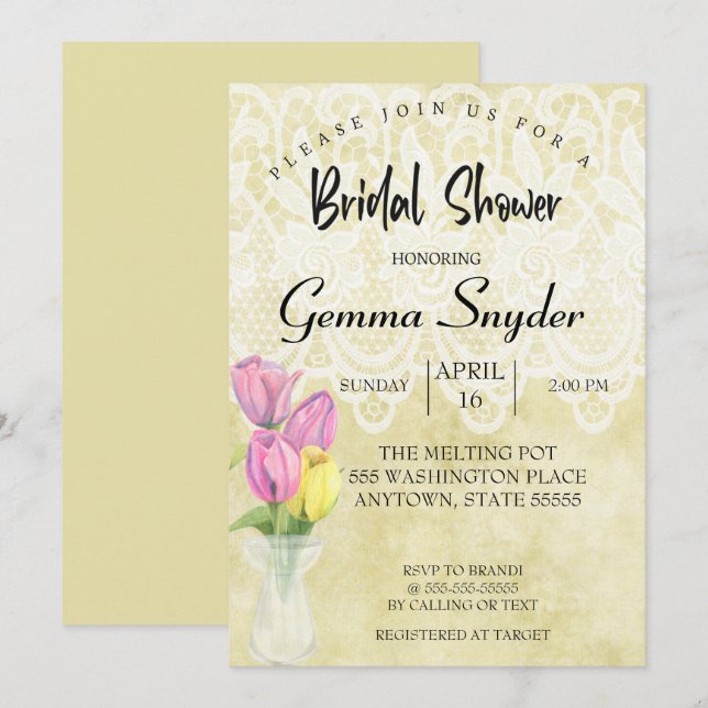 TULIP Bridal Shower invitation, Tulips wedding Invitation (Front/Back)
