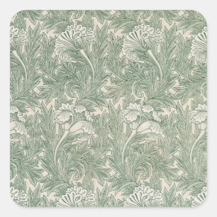 Tulip by William Morris, Vintage Floral Art Square Sticker