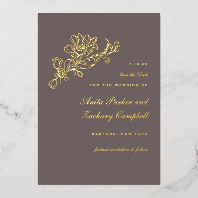 Tulip Cascade Chocolate Foil Invitation (Front)